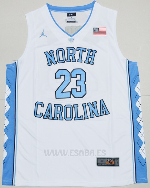 Camiseta NCAA North Carolina Tar Heels Michael Jordan #23 Blanco